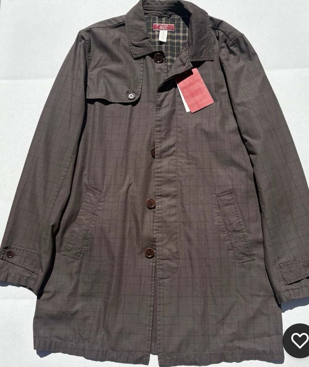 Original Penguin Abbott Pederson Collection Plaid Trench Coat Size M